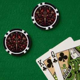 Celtic Scottish Red und Bronze Sword Pokerchips