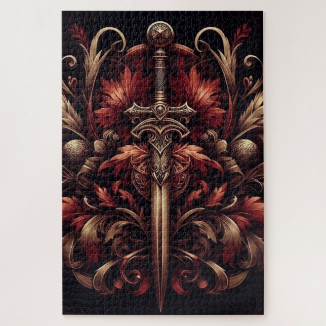 Celtic Scottish Red und Bronze Sword Puzzle (Vertikal)