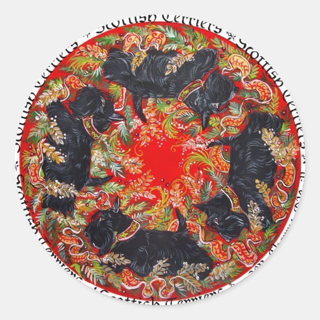 Celtic Scottish Terrier Medallion Runder Aufkleber (Vorderseite)
