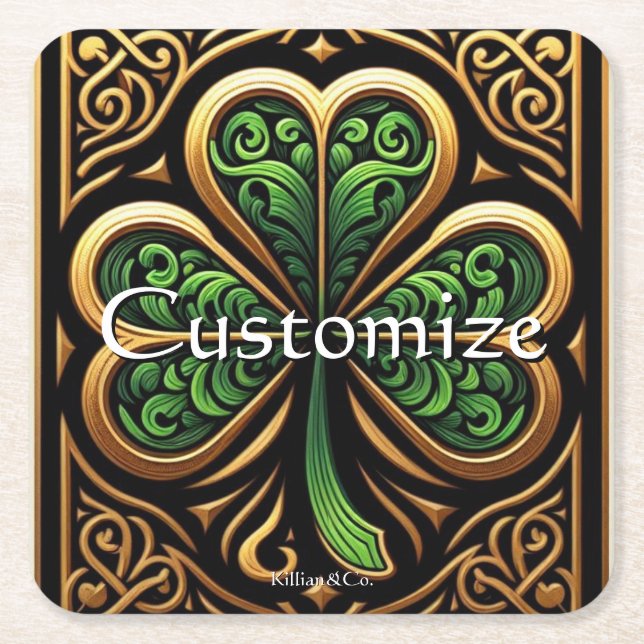 Celtic Shamrock Coaster Rechteckiger Pappuntersetzer (Vorderseite)