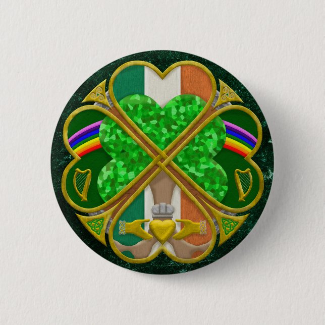 Celtic Shamrock Heritage Symbol Irish Inspired Button (Vorderseite)