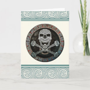 Celtic Skull & Crossbones Grußkarte Karte