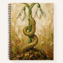 Celtic Snake Snowdrops Imbolc Rebirth Fantasy Art Notizbuch