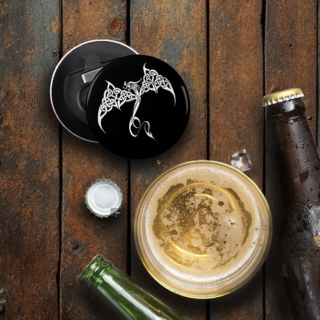 Celtic Stammesdragon Schwarz-weiß Flaschenöffner (Von Creator hochgeladen)