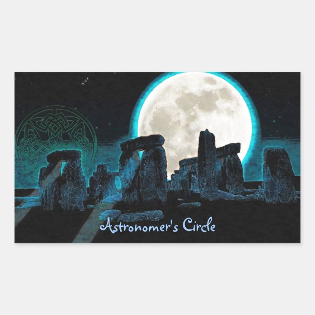 Celtic Stonehenge, Moon & Stars Astronomie, Großbr Rechteckiger Aufkleber (Vorderseite)