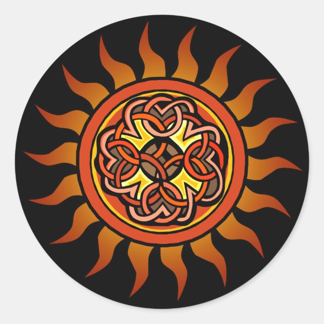 Celtic Sun 4 Runder Aufkleber (Vorderseite)