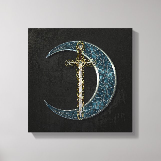 Celtic Sword and Moon Leinwanddruck (Vorderseite)