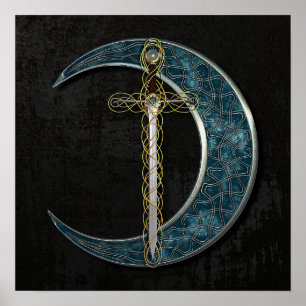 Celtic Sword and Moon Poster