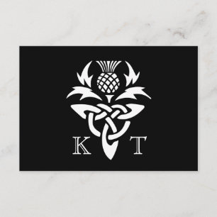 Celtic Thistle Initials - UAWG - Schwarz & Weiß RSVP Karte