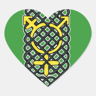 Celtic Transgender Symbol Yellow Herz-Aufkleber