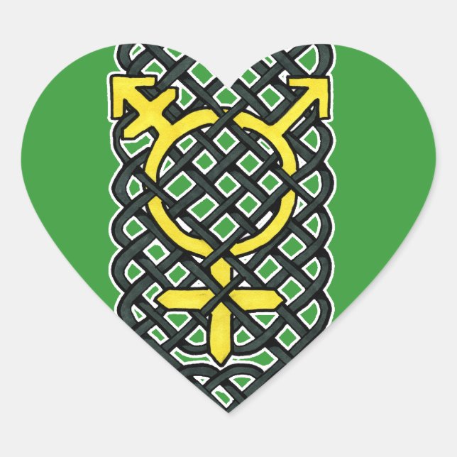Celtic Transgender Symbol Yellow Herz-Aufkleber (Vorderseite)