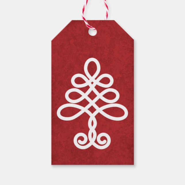 Celtic Tree Christmas Gift Tag Geschenkanhänger (Vorderseite)
