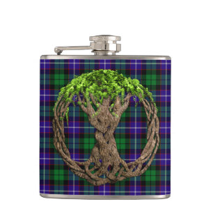 Celtic Tree Of Life Clan Mitchell Tartan Flachmann