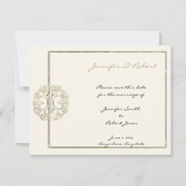 Celtic Tree of Life Gold Save the Date (Vorderseite)