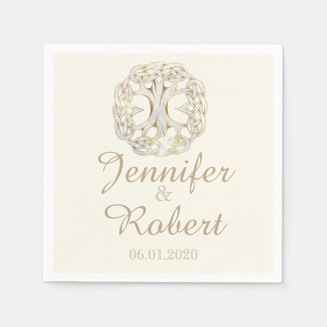 Celtic Tree of Life Gold Thistle Wedding Napkin Serviette (Vorderseite)