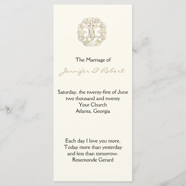 Celtic Tree of Life Gold Wedding Program Programm (Vorderseite)