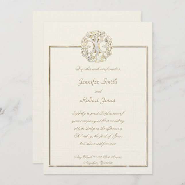 Celtic Tree of Life Thistle Wedding Einladung (Vorne/Hinten)