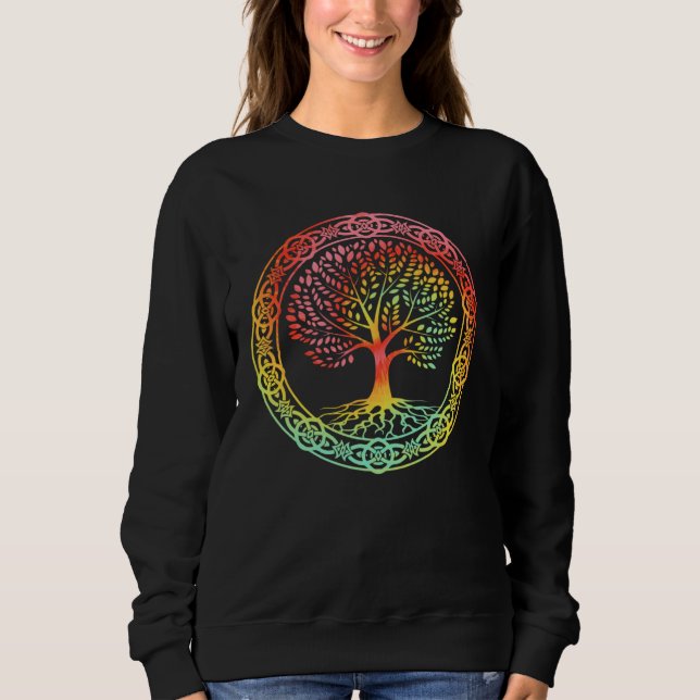 Celtic Tree of Life Tie Dyed Nordic Yggdrasil Viki Sweatshirt (Vorderseite)