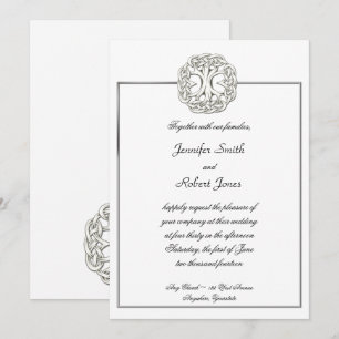 Celtic Tree of Life White Wedding Einladung
