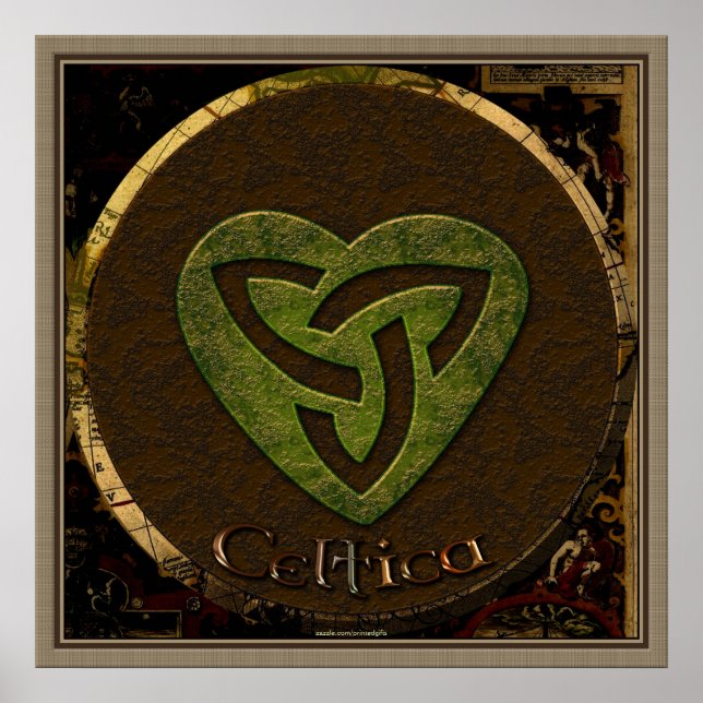 Celtic Tri-skellion & Antique Map Irish Art Poster (Vorne)