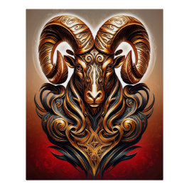 Celtic Tribal Aries Zodiac Art Poster