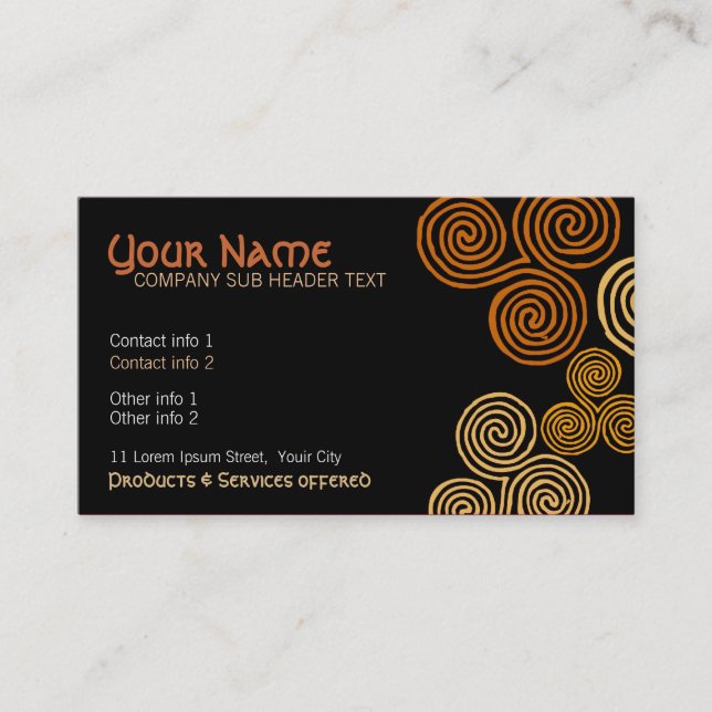 Celtic Tribal Curl Swirl Business Card Visitenkarte (Vorderseite)