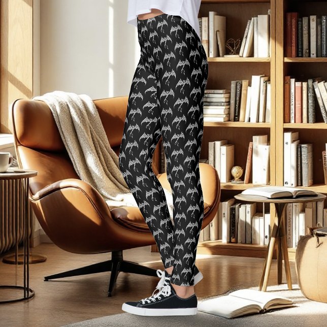 Celtic Tribal Dragon Schwarz-weiß Leggings (Von Creator hochgeladen)