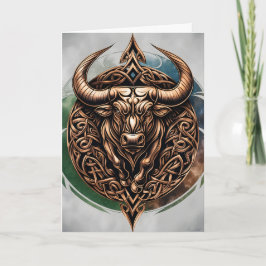 Celtic Tribal Taurus Birthday Card Karte