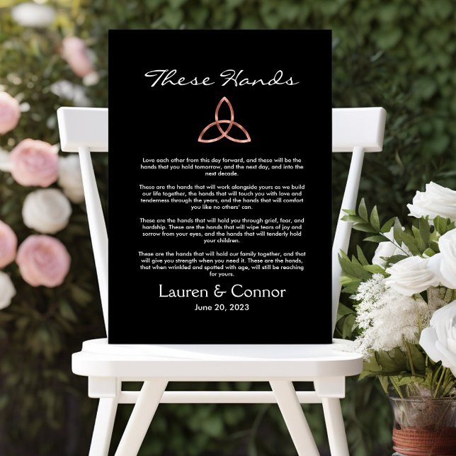 Celtic Trinity kennt Irish Wedding Vows Handfasts Leinwanddruck (Wedding vows keepsake These Hands Celtic 
trinity knot)