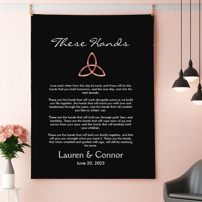 Celtic Trinity kennt Irish Wedding Vows Handfasts Wandteppich (Handfasting vows wedding tapestry trinity knot.)