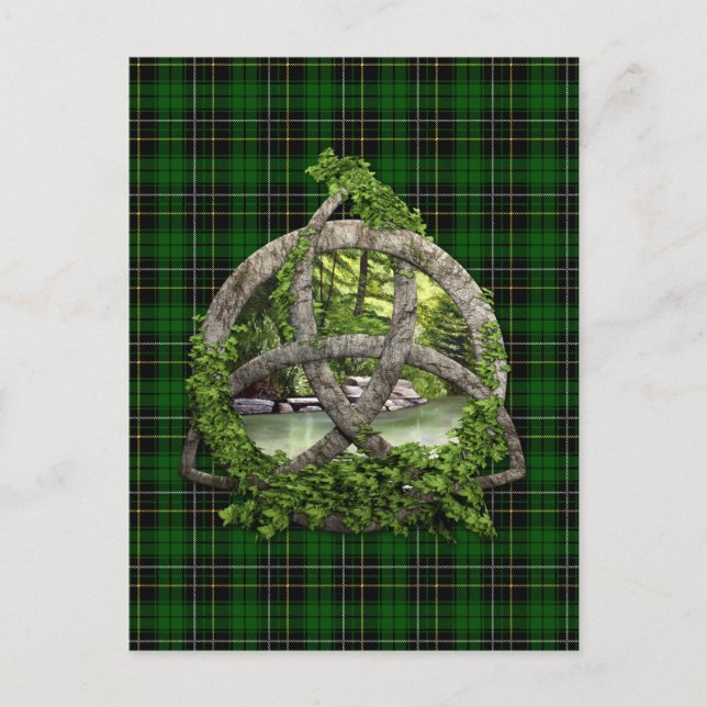 Celtic Trinity Knot and Clan MacAlpine Tartan Postkarte (Vorderseite)