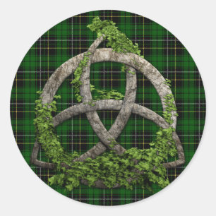 Celtic Trinity Knot and Clan MacAlpine Tartan Runder Aufkleber