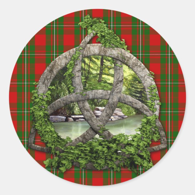 Celtic Trinity Knot and Clan MacGregor Tartan Runder Aufkleber (Vorderseite)