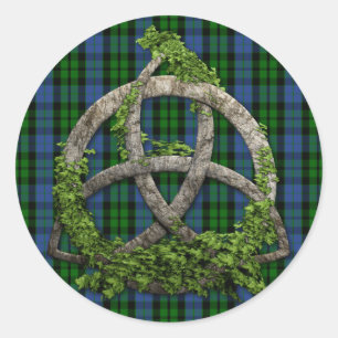 Celtic Trinity Knot and Clan MacKay Tartan Runder Aufkleber