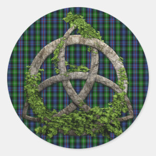 Celtic Trinity Knot and Clan MacKenzie Tartan Runder Aufkleber