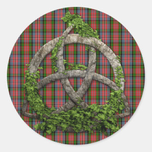 Celtic Trinity Knot and Clan MacPherson Tartan Runder Aufkleber