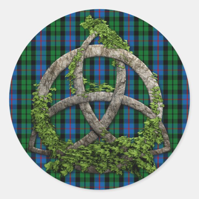 Celtic Trinity Knot and Clan Morrison Tartan Runder Aufkleber (Vorderseite)