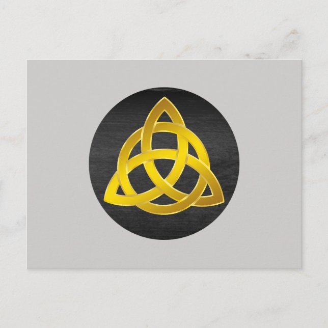 Celtic Trinity Knot Black Watercolor Gold Postkarte (Vorderseite)