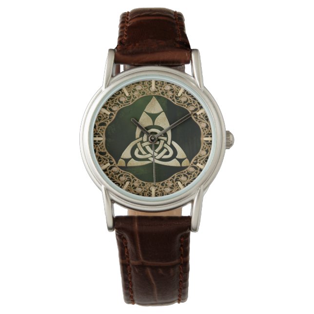 Celtic Trinity Knot on Forest Shadows Armbanduhr (Vorderseite)