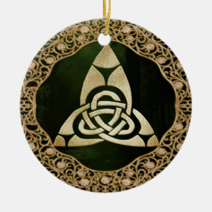 Celtic Trinity Knot on Forest Shadows Keramik Ornament