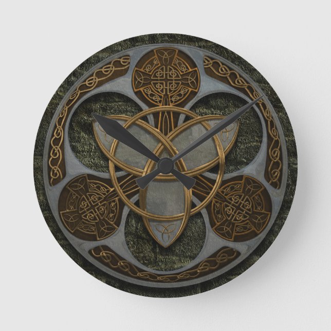 Celtic Trinity Shield Runde Wanduhr (Vorderseite)