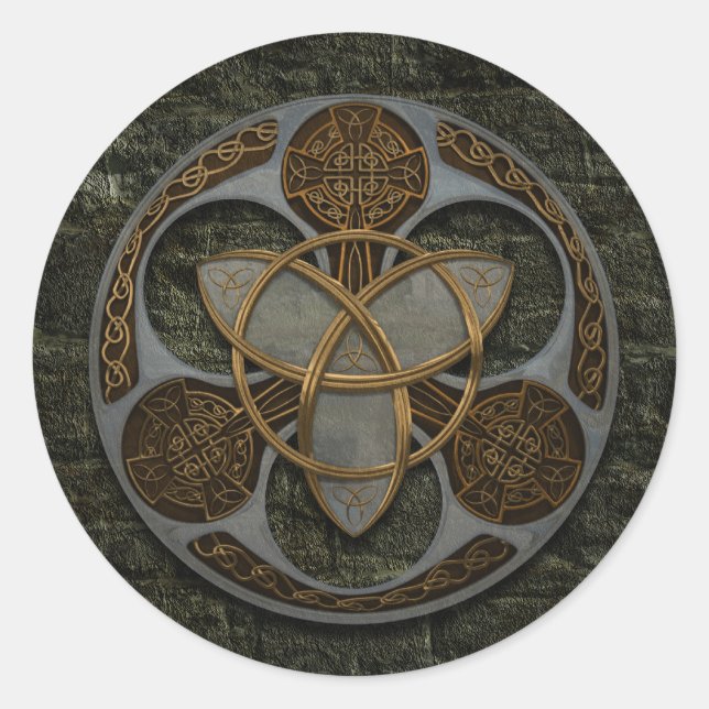 Celtic Trinity Shield Runder Aufkleber (Vorderseite)