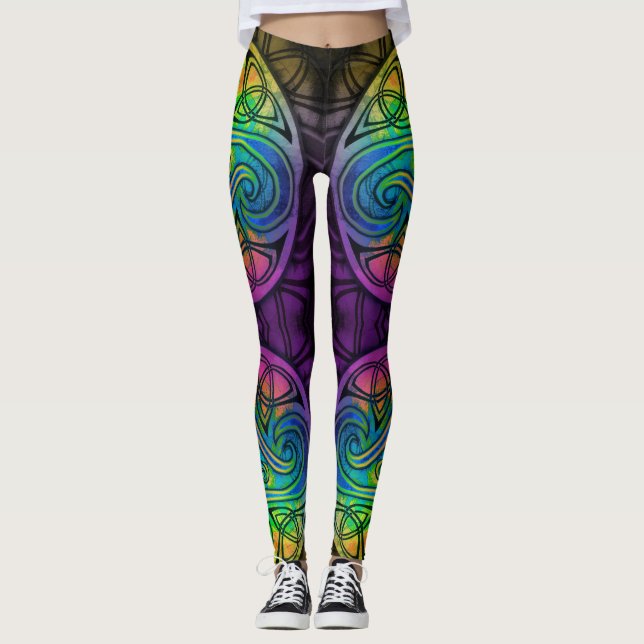 Celtic Triskele bunte Leggings (Vorderseite)