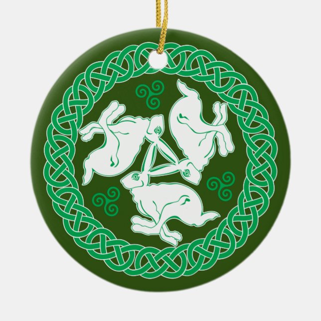 Celtic Triskele Hares Keramik Ornament (Vorne)
