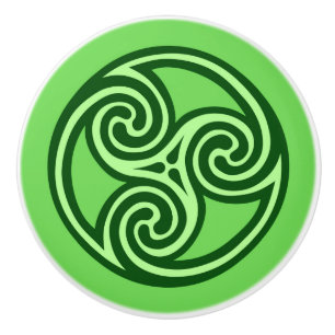 Celtic Triskele Ornament, Limon und dunkelgrün Keramikknauf