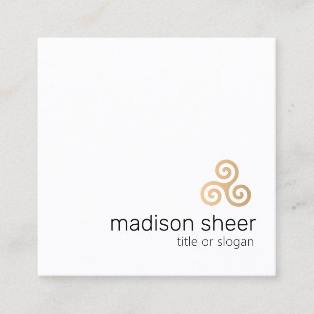 Celtic Triskele Symbol, Gold Triple Spiral Quadratische Visitenkarte (Vorderseite)