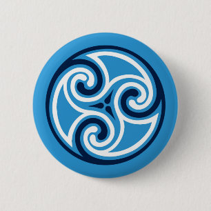 Celtic Triskele Verzierung, Himmel-Blau und Weiß Button