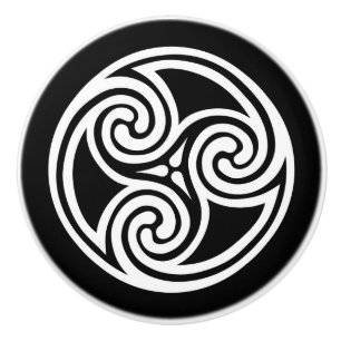 Celtic Triskele Verzierung, Schwarzweiss Keramikknauf
