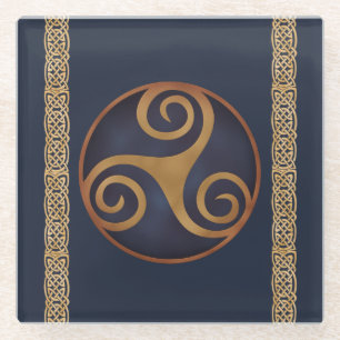 Celtic Triskelion (Blau) Benutzerdefinierte Vorlag Glasuntersetzer