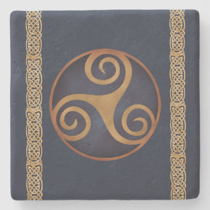 Celtic Triskelion (Blau) Benutzerdefinierte Vorlag Steinuntersetzer